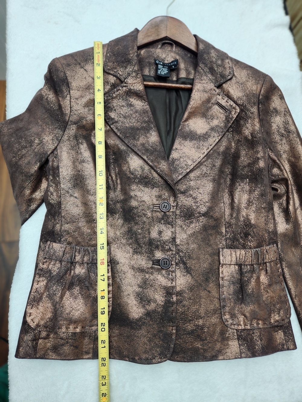 Vintage Metallic Bronze Textured Blazer Jacket - C9 by Champion Size 6 - Picture 12 of 12